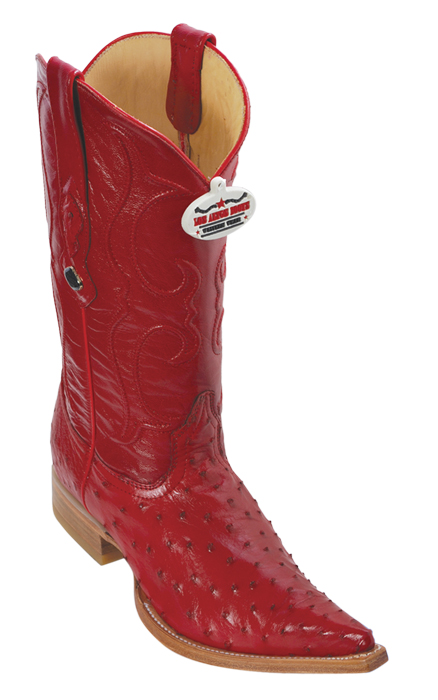 Los Altos Red Genuine All-Over Ostrich 3X Toe Cowboy Boots 950312